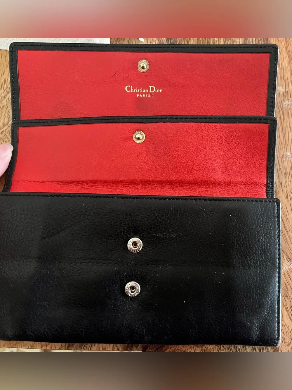 Vintage Christian Dior Black Leather Wallet with CD Logo